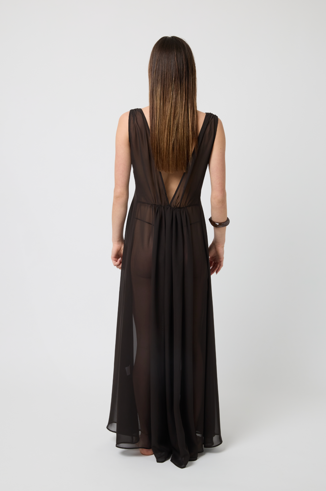 Aria Chiffon Maxi Dress in Espresso