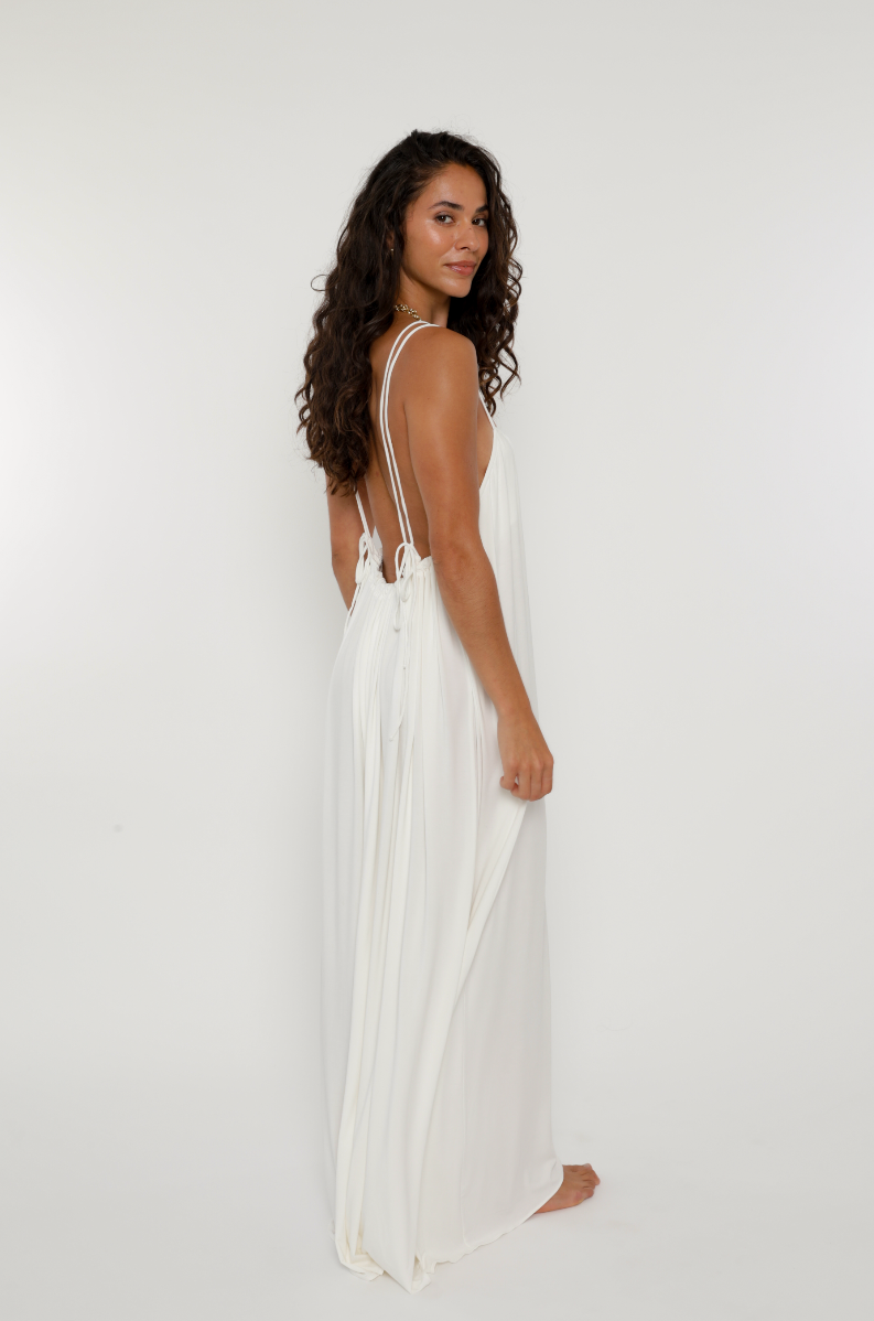 Luna Low Back Maxi Dress in White – Romer Studio Luna Low Back Maxi Dress in White – Romer Studio