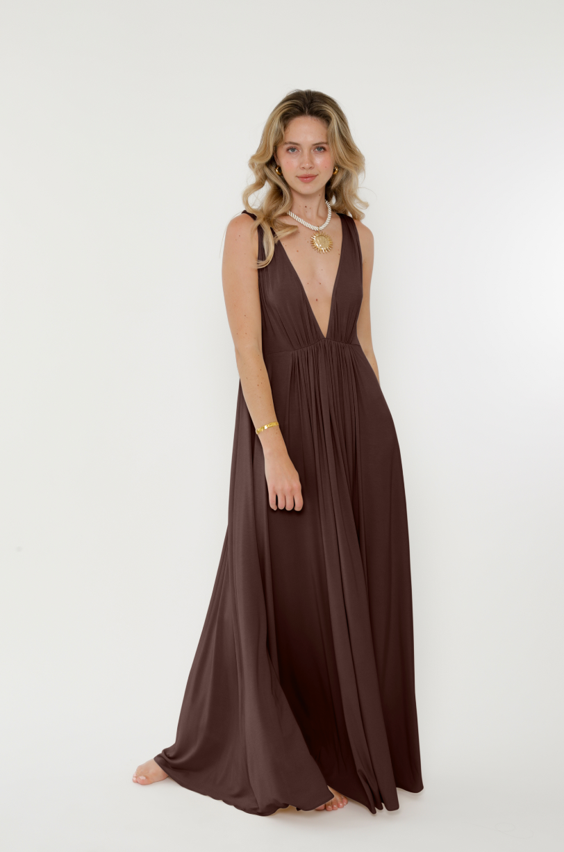 Aria Bamboo Jersey Maxi Dress in Espresso Romer Studio Aria Bamboo Jersey Maxi Dress in Espresso Romer Studio