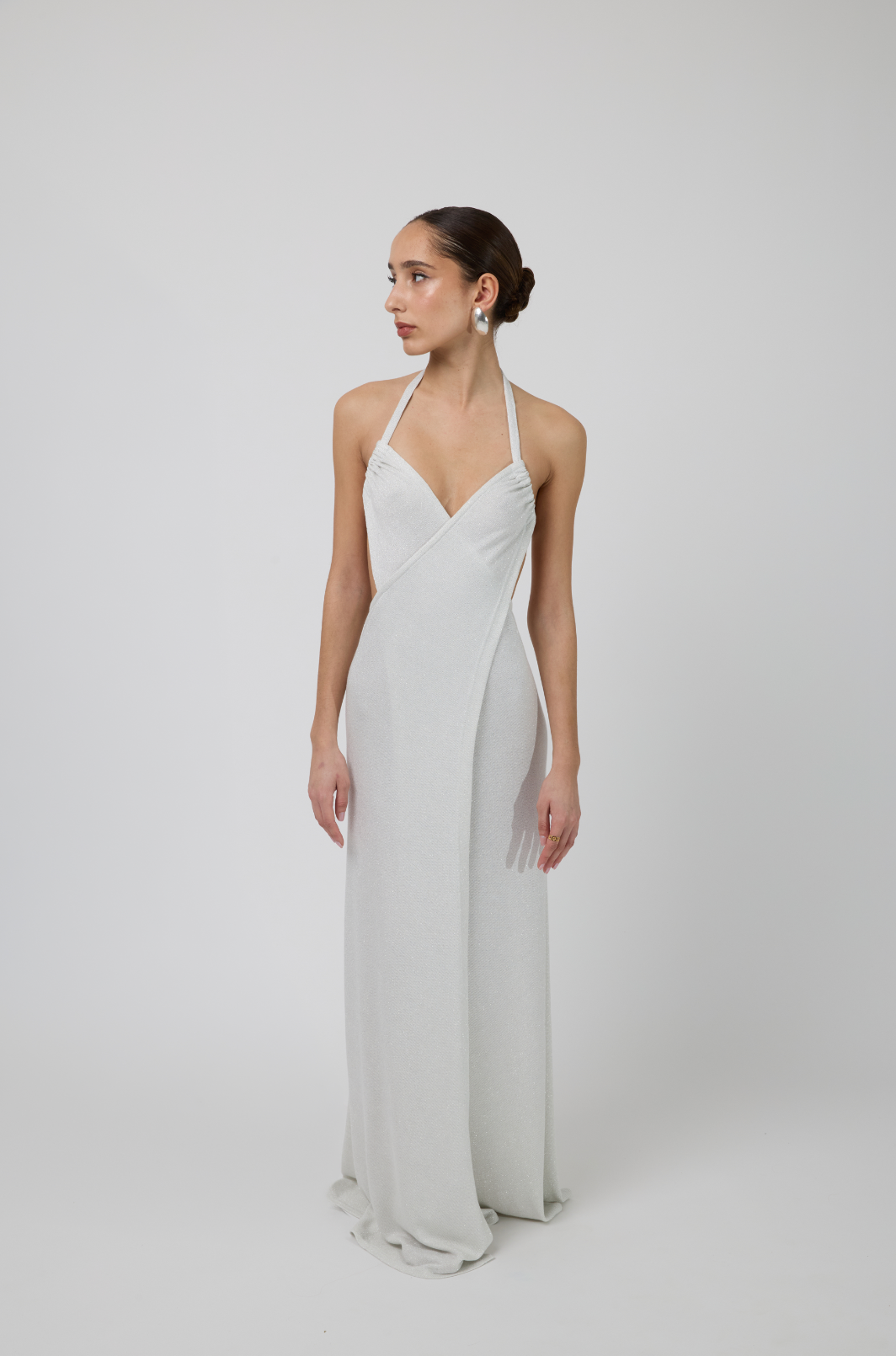 Perla Wrap Maxi Dress in White