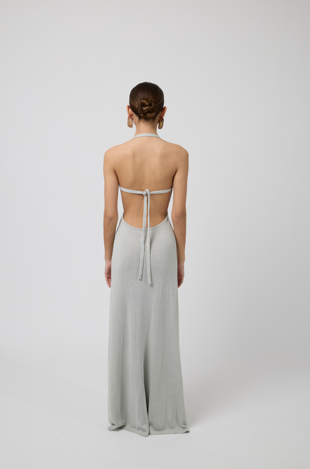 Perla Wrap Maxi Dress in Silver