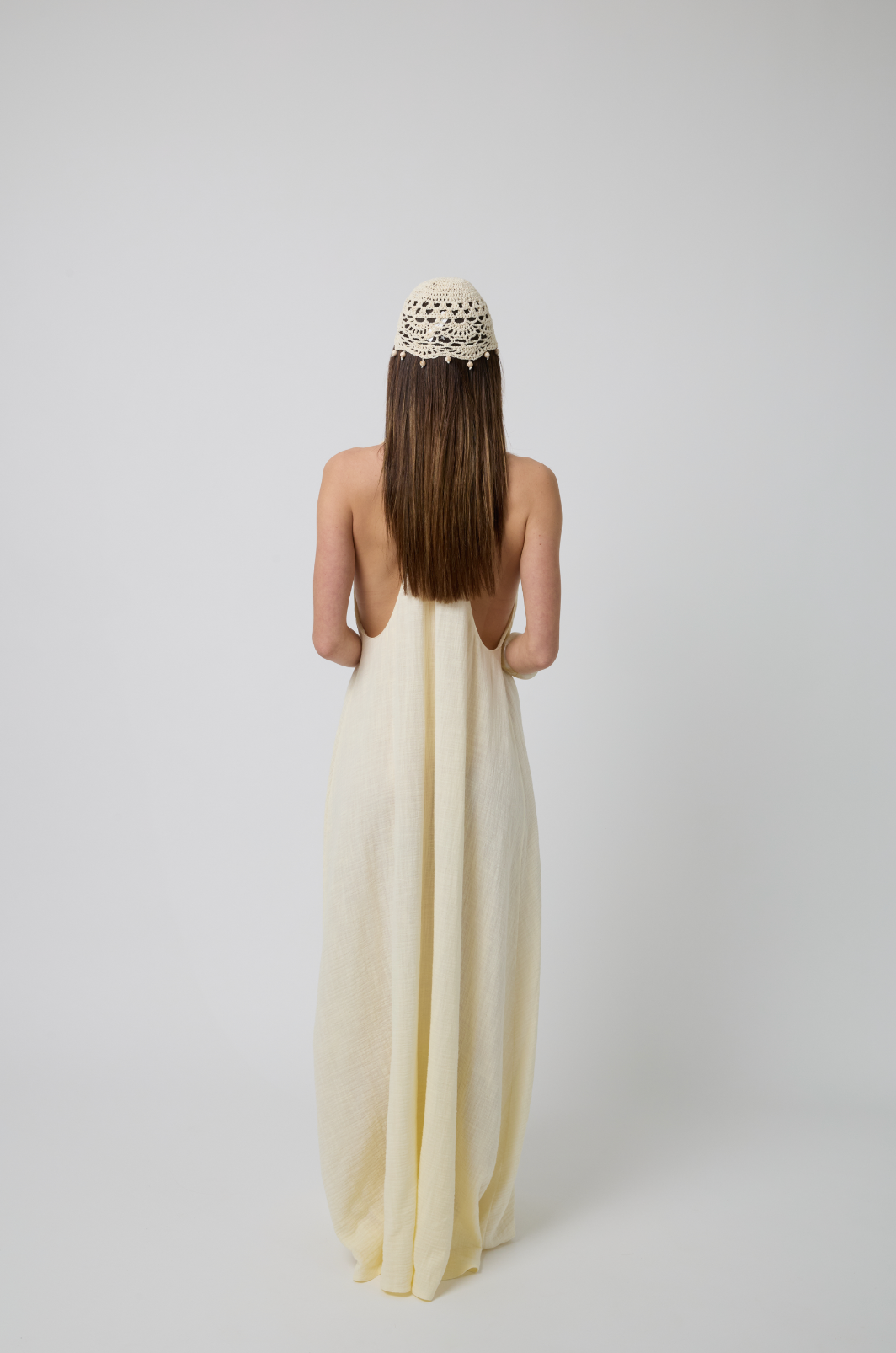 Stella Plunge Maxi Dress in Butter