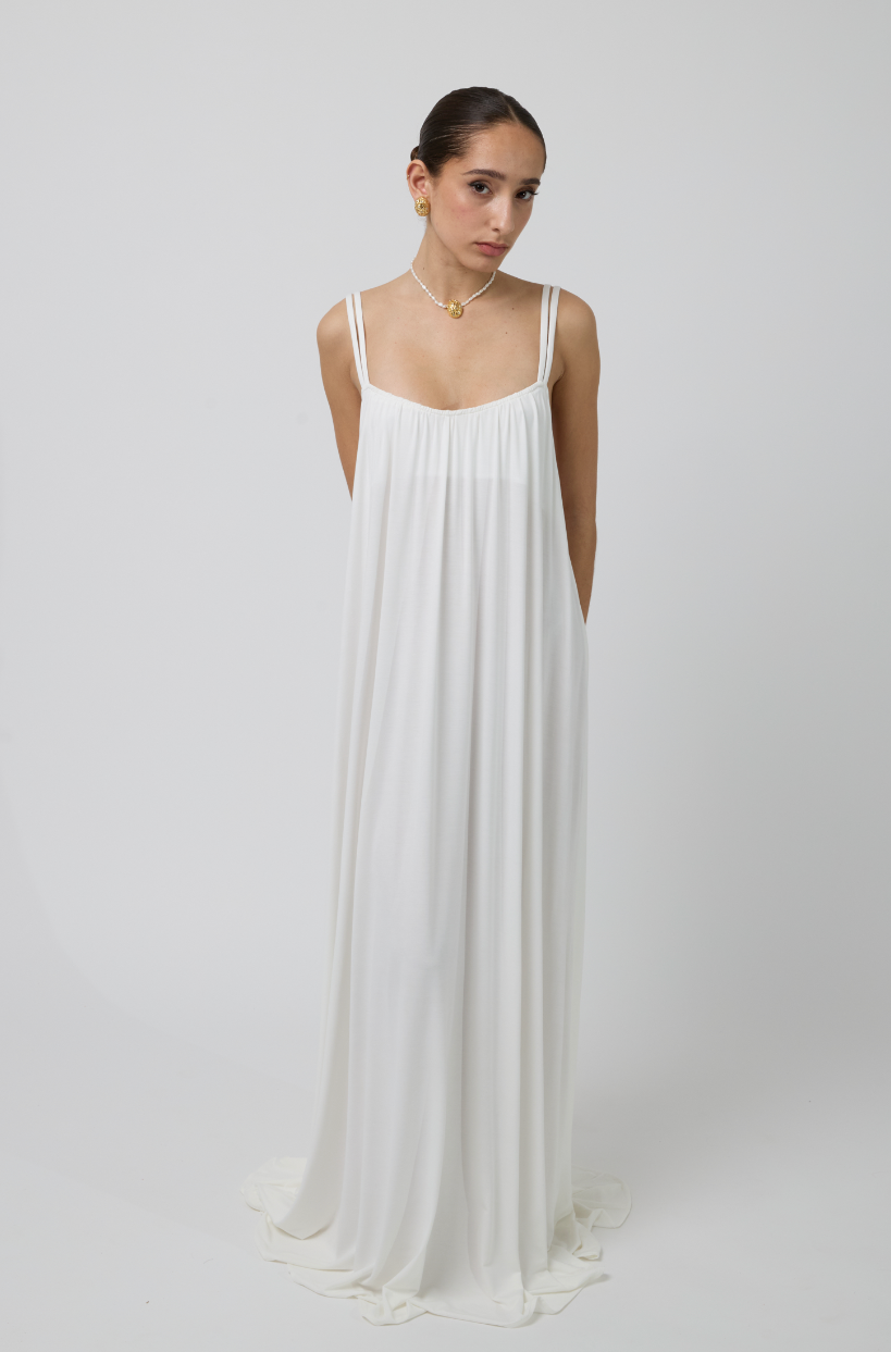 Luna Low Back Maxi Dress in White