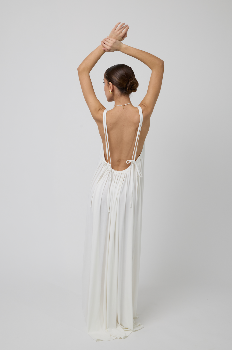 Luna Low Back Maxi Dress in White