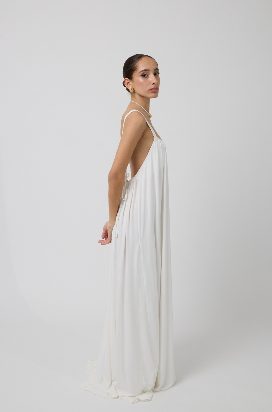 Luna Low Back Maxi Dress in White