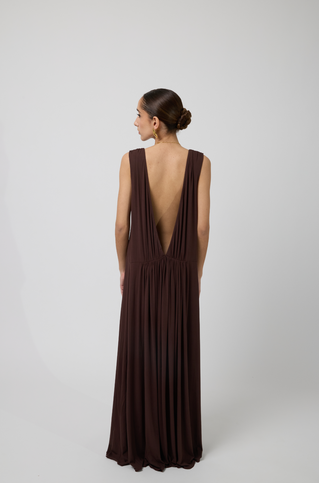 Aria Bamboo Jersey Maxi Dress in Espresso