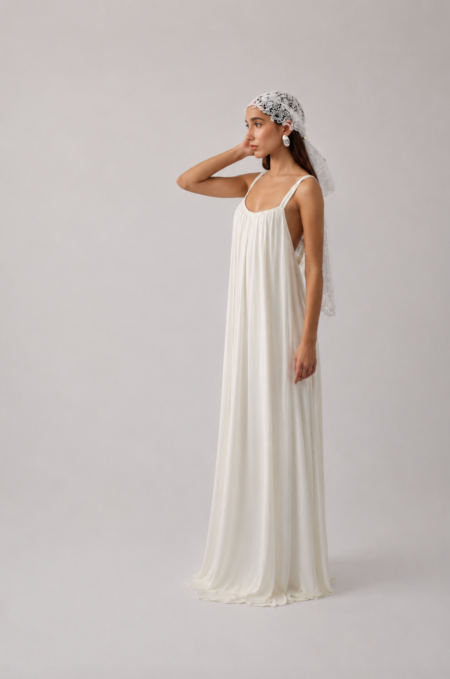 Luna Low Back Maxi Dress in White