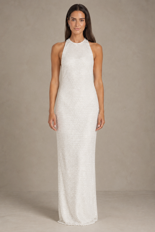 Aurora Beaded Open-Back Gown